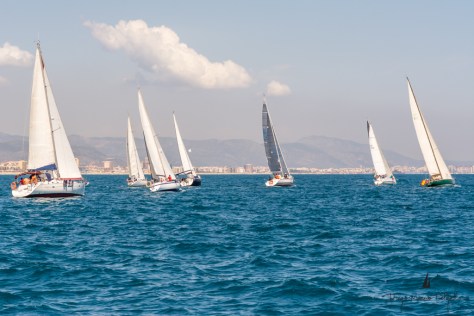 Las embarcaciones durante la celebración de la prueba